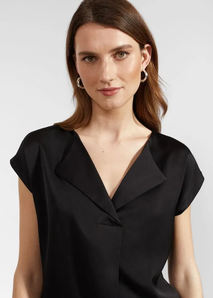 Women HOBBS Tops Sylvie Satin Front Top Hobbs Black