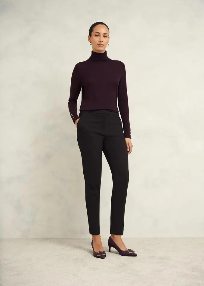 Women HOBBS Trousers Petite Mia Slim Trouser Black