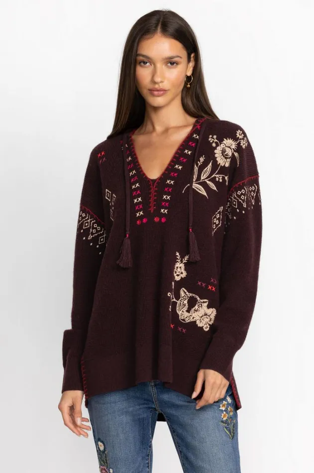 Women Ivey Baja Pullover Eggplant Johnny Was Tops Women Ivey Baja Pullover Eggplant Johnny Was Tops