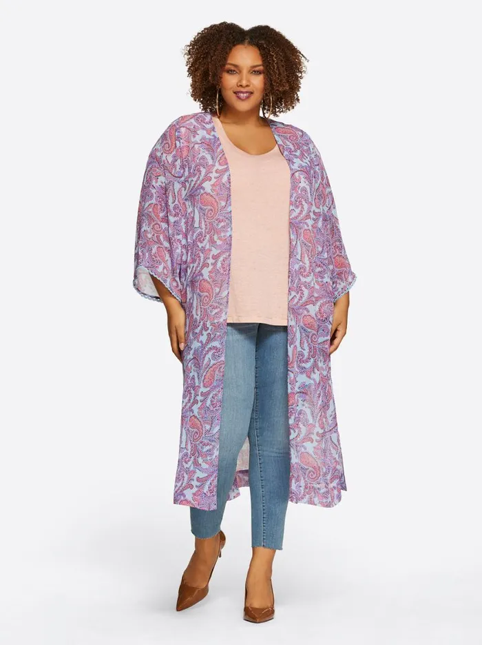 Women Jackets Blazers and Kimonos Jessica Simpson Blakely Duster In Solitary Pasiley