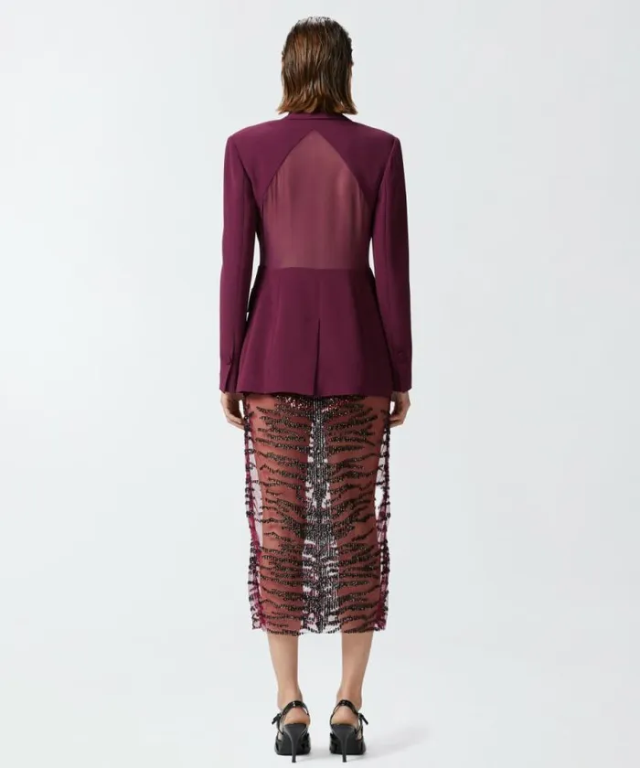 Women Jackets Pinko Blazer With Transparent Insert On The Back Grape Wine Women Jackets Pinko Blazer With Transparent Insert On The Back Grape Wine