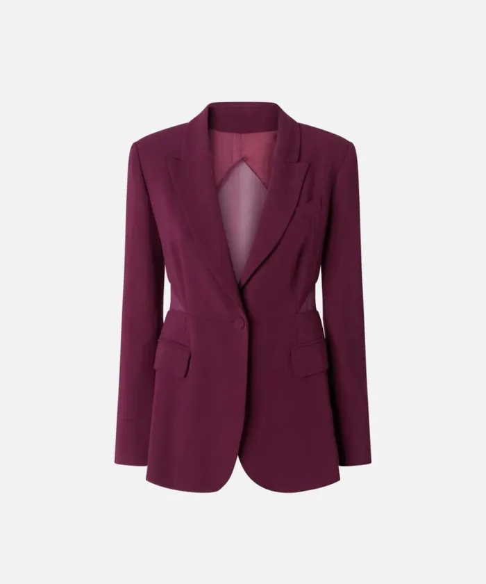 Women Jackets Pinko Blazer With Transparent Insert On The Back Grape Wine Women Jackets Pinko Blazer With Transparent Insert On The Back Grape Wine