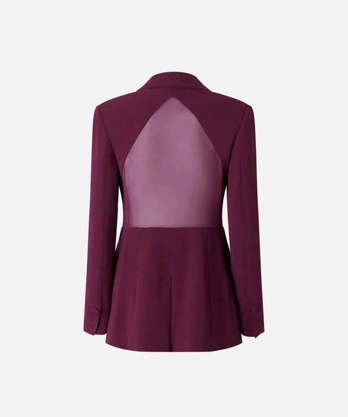Women Jackets Pinko Blazer With Transparent Insert On The Back Grape Wine Women Jackets Pinko Blazer With Transparent Insert On The Back Grape Wine