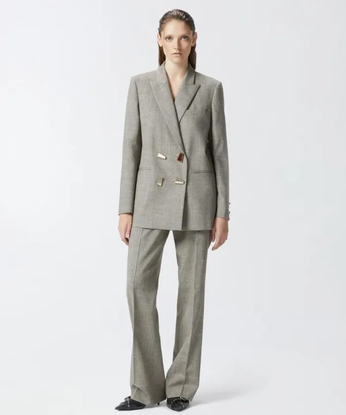 Women Jackets Pinko Cool Wool Blazer With Geometric Buttons Beigecreta Women Jackets Pinko Cool Wool Blazer With Geometric Buttons Beigecreta