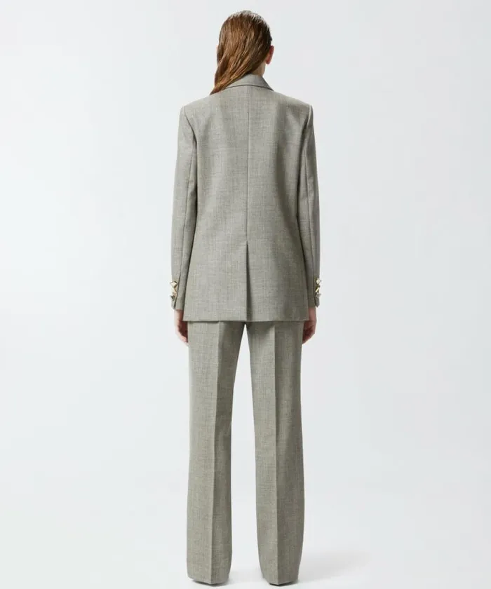 Women Jackets Pinko Cool Wool Blazer With Geometric Buttons Beigecreta Women Jackets Pinko Cool Wool Blazer With Geometric Buttons Beigecreta