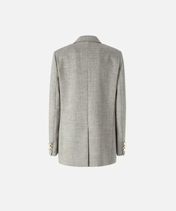 Women Jackets Pinko Cool Wool Blazer With Geometric Buttons Beigecreta Women Jackets Pinko Cool Wool Blazer With Geometric Buttons Beigecreta