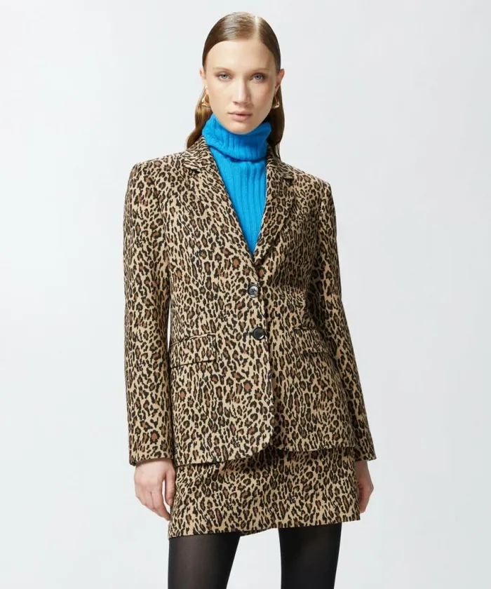 Women Jackets Pinko Spotted Singlebreasted Blazer Multi Beigeblack