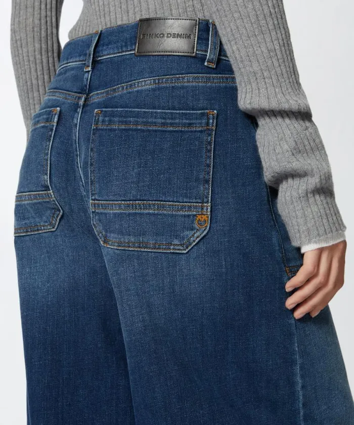 Women Jeans Pinko Blue Denim Baggy Jeans Medium Dark Vintage Wash Women Jeans Pinko Blue Denim Baggy Jeans Medium Dark Vintage Wash