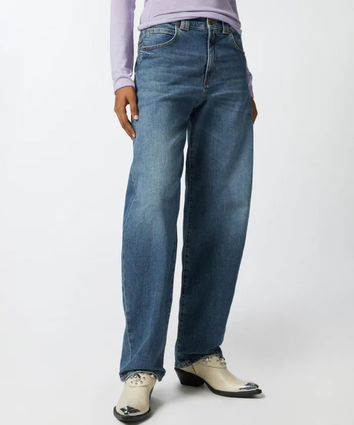 Women Jeans Pinko Eggfit Vintage Denim Jeans Medium Dark Vintage Wash Women Jeans Pinko Eggfit Vintage Denim Jeans Medium Dark Vintage Wash