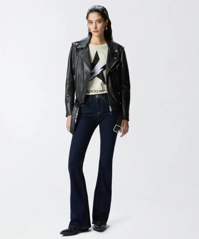 Women Jeans Pinko Jeans A Zampa Denim Scuro Dark Navy Rinse Wash