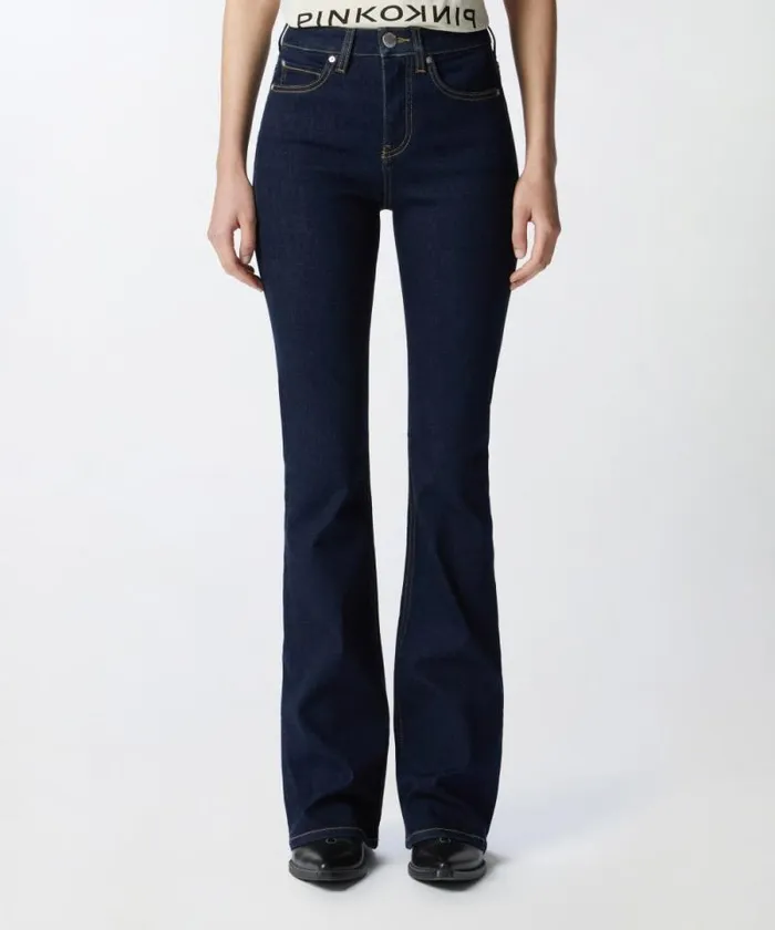 Women Jeans Pinko Jeans A Zampa Denim Scuro Dark Navy Rinse Wash Women Jeans Pinko Jeans A Zampa Denim Scuro Dark Navy Rinse Wash
