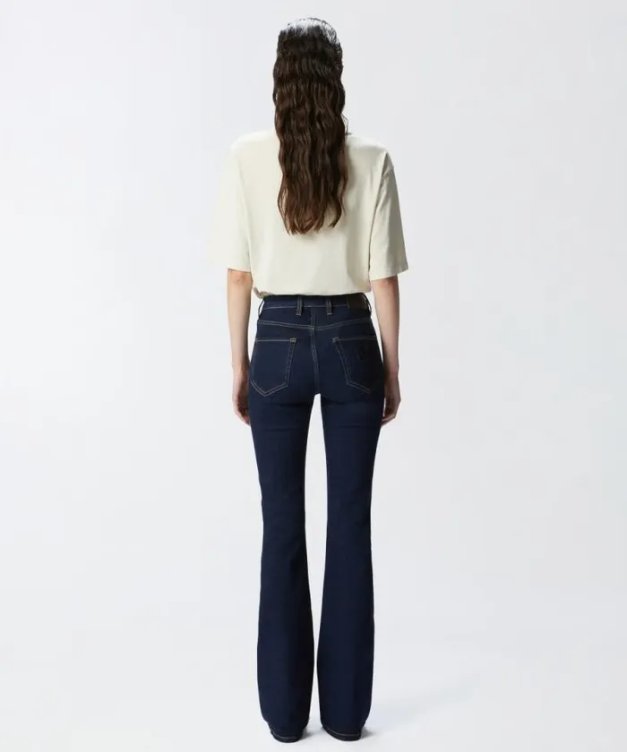 Women Jeans Pinko Jeans A Zampa Denim Scuro Dark Navy Rinse Wash Women Jeans Pinko Jeans A Zampa Denim Scuro Dark Navy Rinse Wash