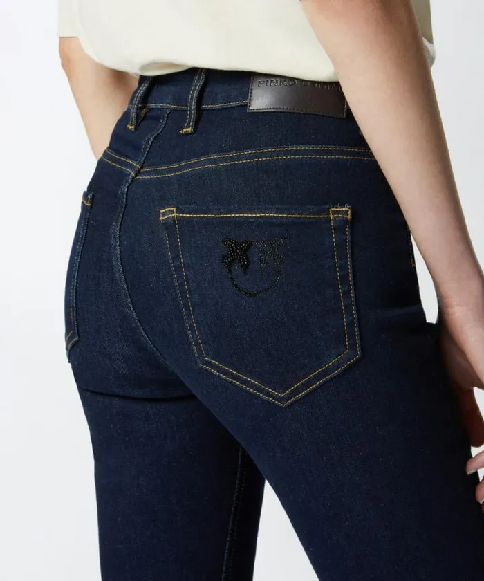 Women Jeans Pinko Jeans A Zampa Denim Scuro Dark Navy Rinse Wash Women Jeans Pinko Jeans A Zampa Denim Scuro Dark Navy Rinse Wash