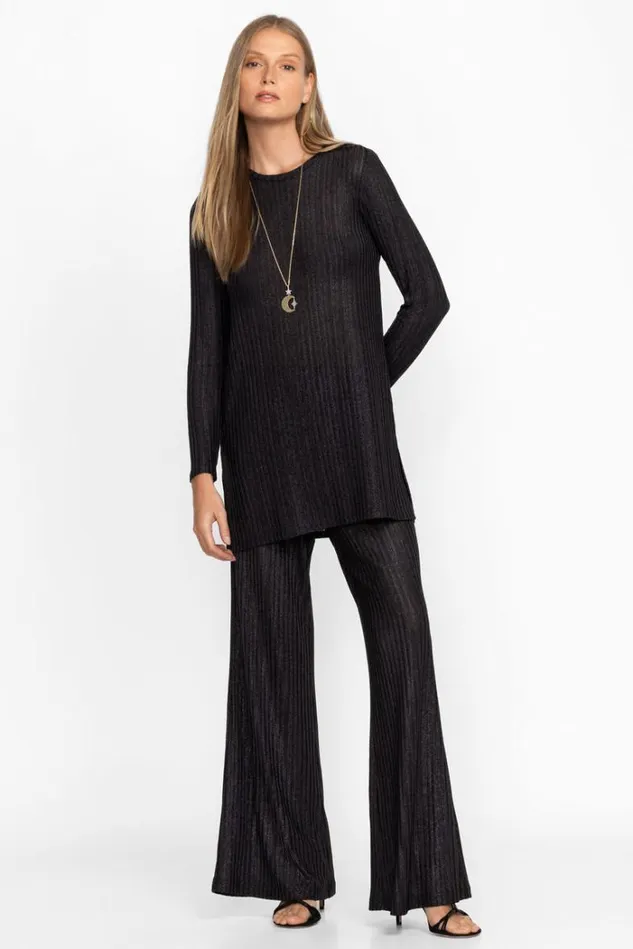 Women Jenna Metallic Easy Pant Black Johnny Was Bottoms