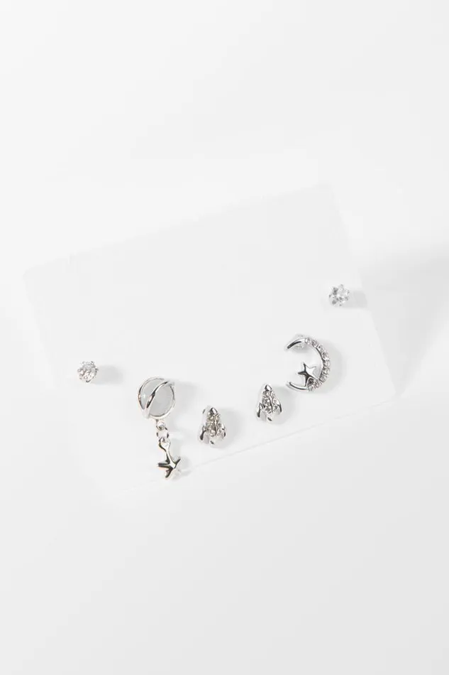 Women Jewellery Cupshe Candy Party Silver Star Geometric Print Earrings Sliver