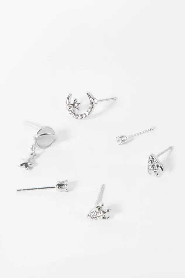Women Jewellery Cupshe Candy Party Silver Star Geometric Print Earrings Sliver