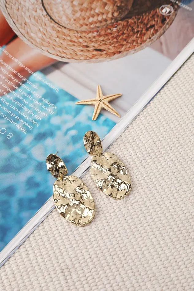 Women Jewellery Cupshe Poolside MInimalism Geometric Copper Earrings Golden