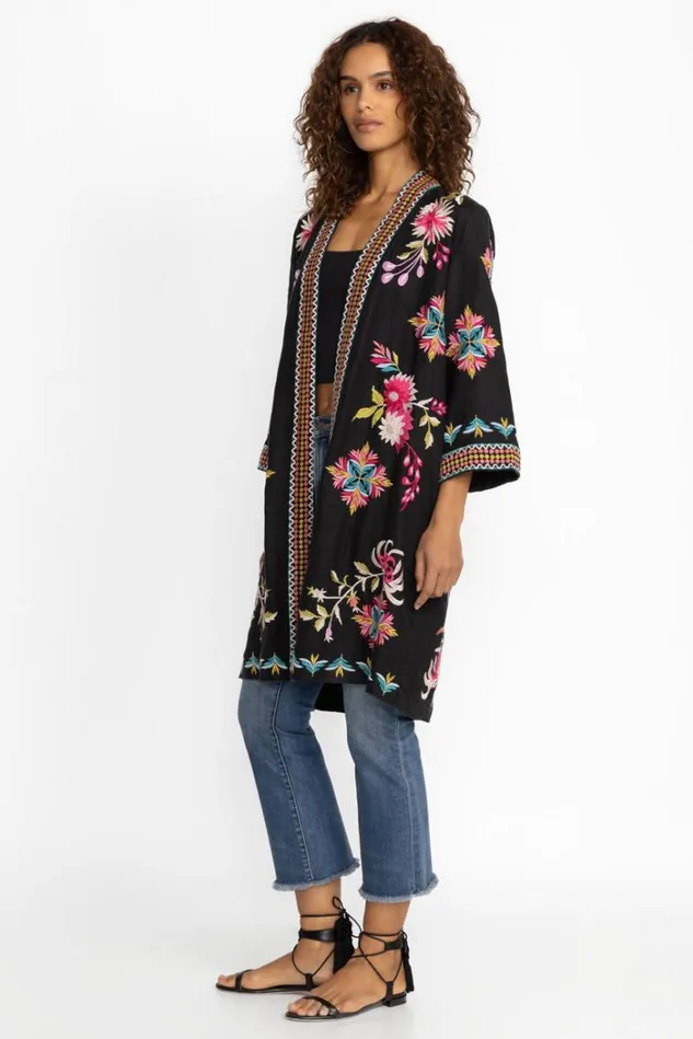 Women JULIE LINEN KIMONO COAT Black Johnny Was Kimonos Women JULIE LINEN KIMONO COAT Black Johnny Was Kimonos