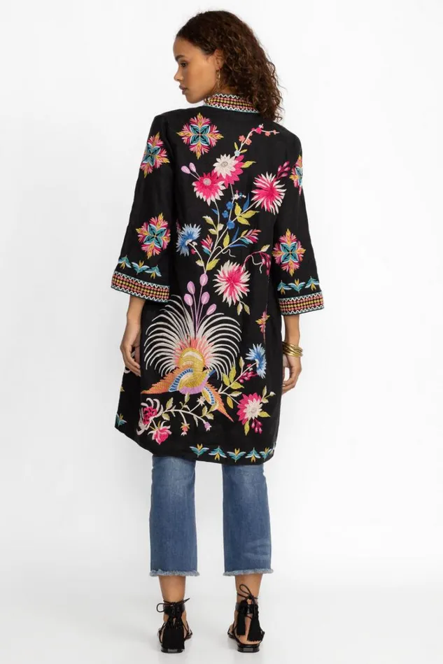 Women JULIE LINEN KIMONO COAT Black Johnny Was Kimonos Women JULIE LINEN KIMONO COAT Black Johnny Was Kimonos