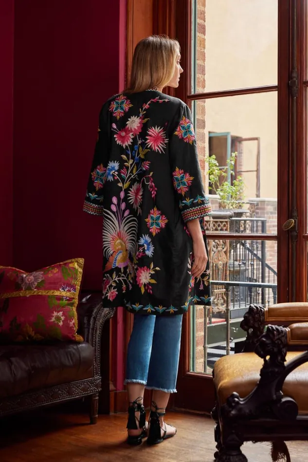 Women JULIE LINEN KIMONO COAT Black Johnny Was Kimonos Women JULIE LINEN KIMONO COAT Black Johnny Was Kimonos