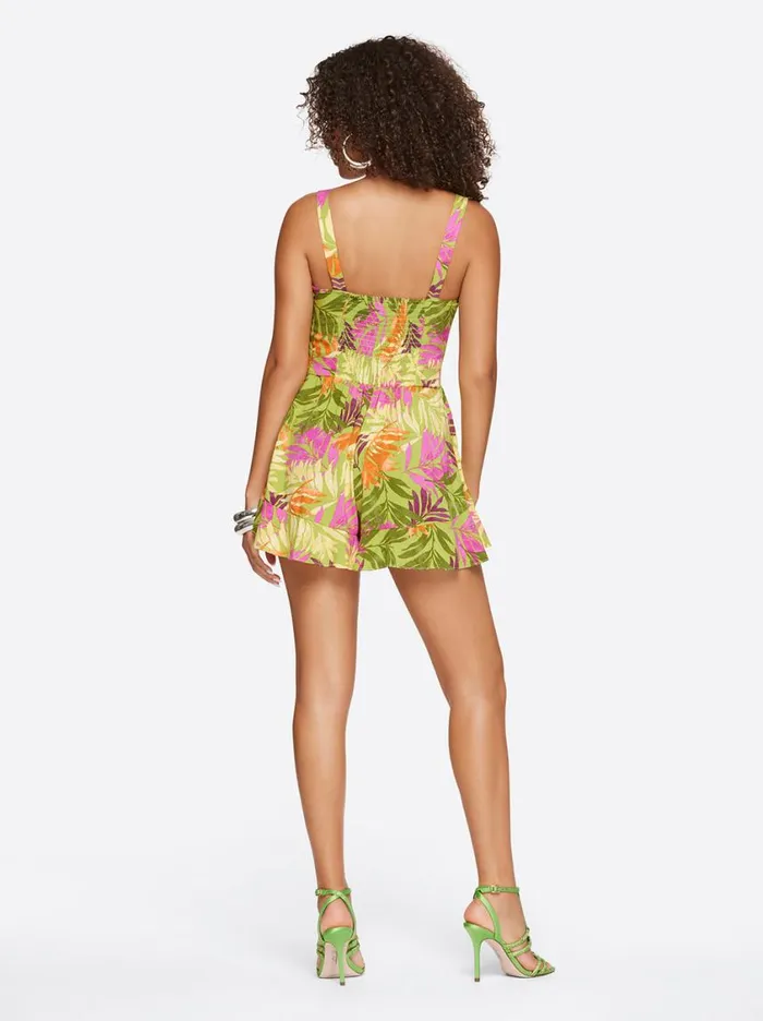 Women Jumpsuits and Rompers Jessica Simpson Laiya Romper In Pickled PepperTahitian Ferns