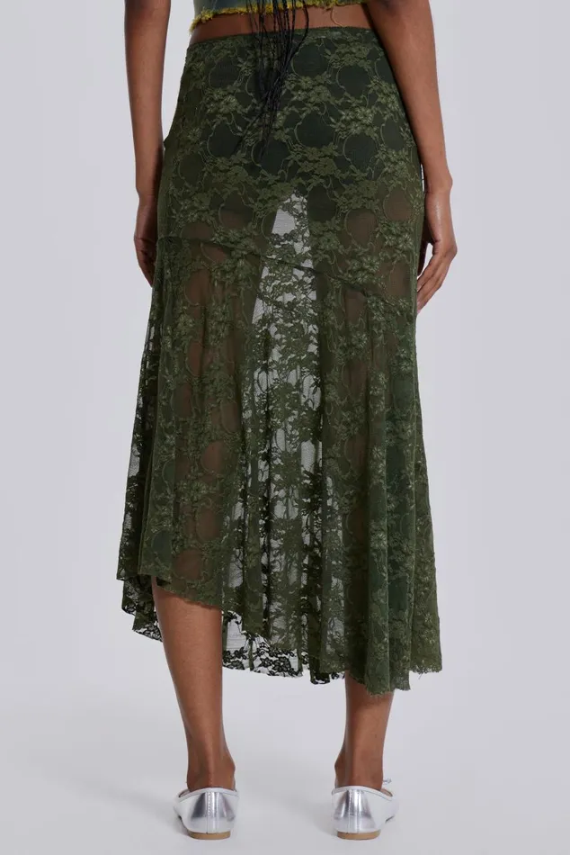 Women Khaki Green Lace Skirt Jaded London Beach Cover Ups