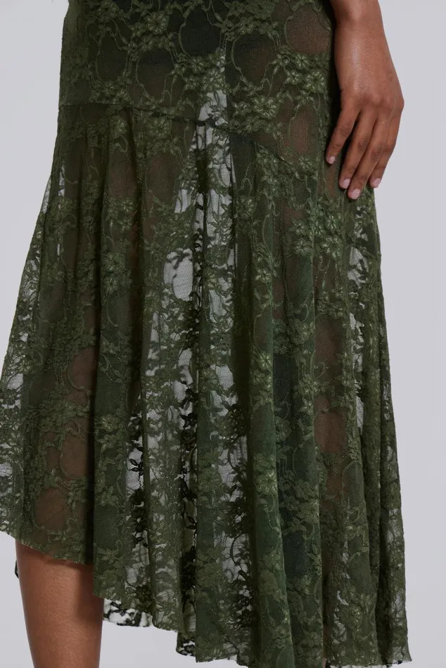 Women Khaki Green Lace Skirt Jaded London Beach Cover Ups