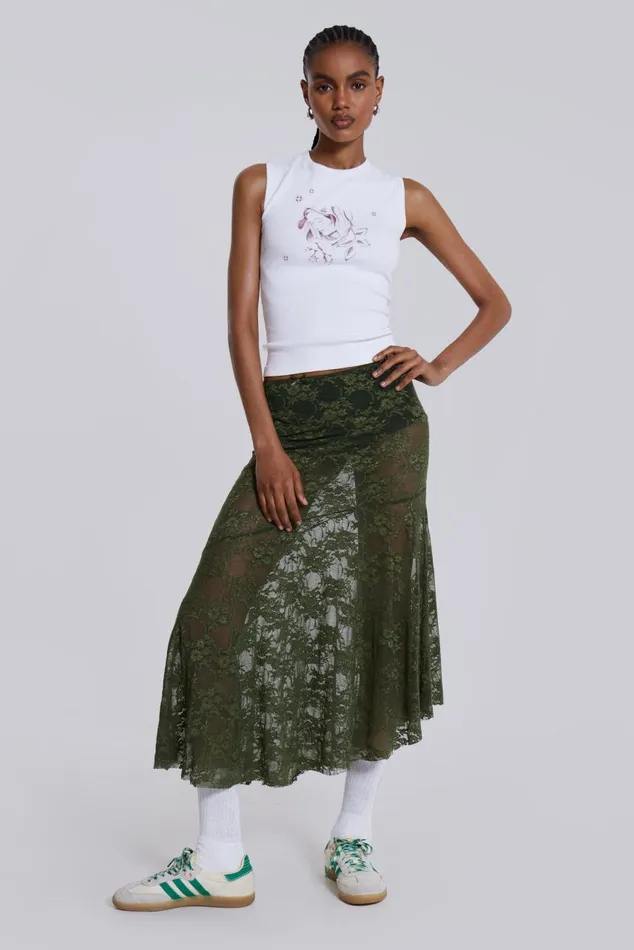 Women Khaki Green Lace Skirt Jaded London Beach Cover Ups