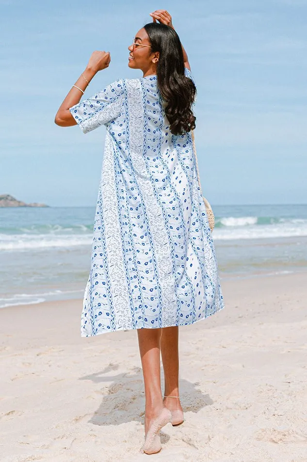 Women Kimono Cover Ups Cupshe Gracelyn Half Sleeve Open Front Maxi Kimono Blue