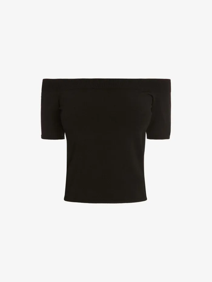Women Knitwear Alexander McQueen OffTheShoulder Knit Top Black