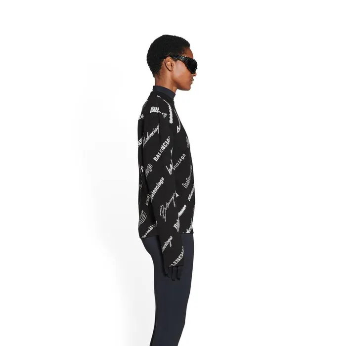 Women Knitwear Balenciaga Logomania All Over Sweater In Black