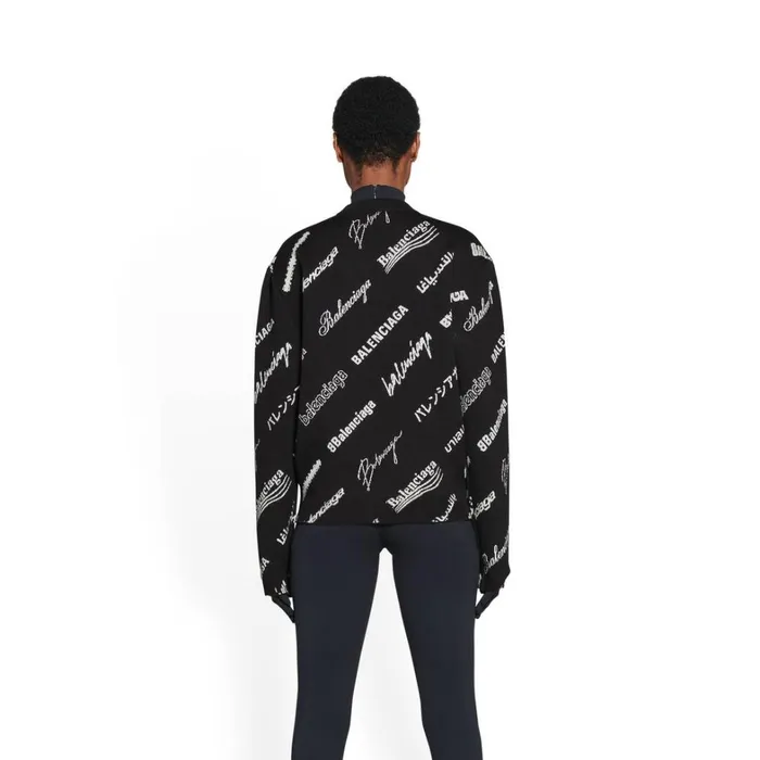 Women Knitwear Balenciaga Logomania All Over Sweater In Black