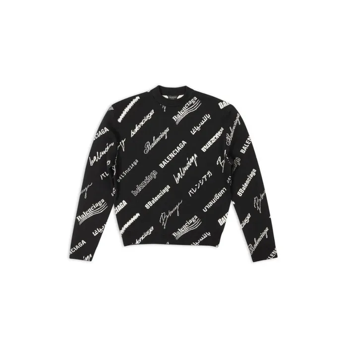 Women Knitwear Balenciaga Logomania All Over Sweater In Black