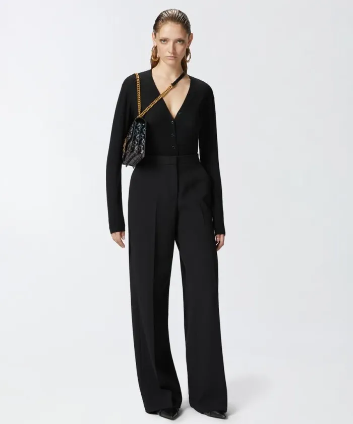 Women Knitwear Pinko Extrafine Wool Buttoned Body With Vneck Limo Black