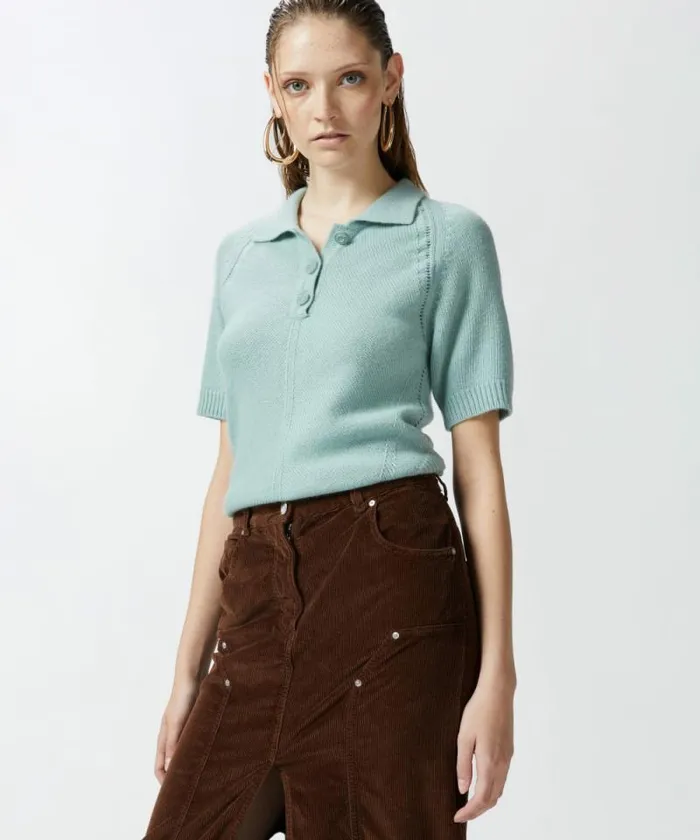 Women Knitwear Pinko Knit Wool And Cashmereblend Polo Feldspar