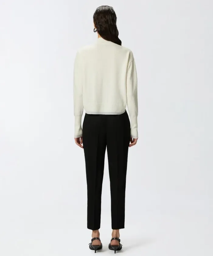 Women Knitwear Pinko White Cashmereblend Mockneck Sweater Pure White Women Knitwear Pinko White Cashmereblend Mockneck Sweater Pure White