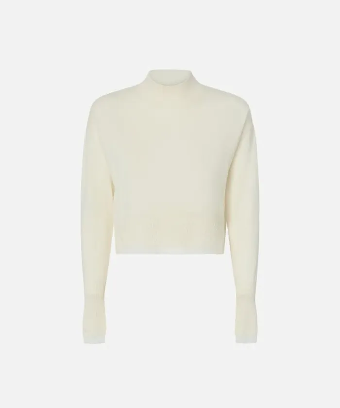 Women Knitwear Pinko White Cashmereblend Mockneck Sweater Pure White Women Knitwear Pinko White Cashmereblend Mockneck Sweater Pure White