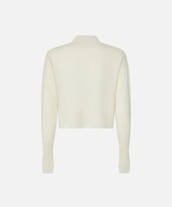 Women Knitwear Pinko White Cashmereblend Mockneck Sweater Pure White Women Knitwear Pinko White Cashmereblend Mockneck Sweater Pure White