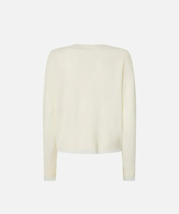 Women Knitwear Pinko White Cashmereblend Vneck Pullover Pure White Women Knitwear Pinko White Cashmereblend Vneck Pullover Pure White