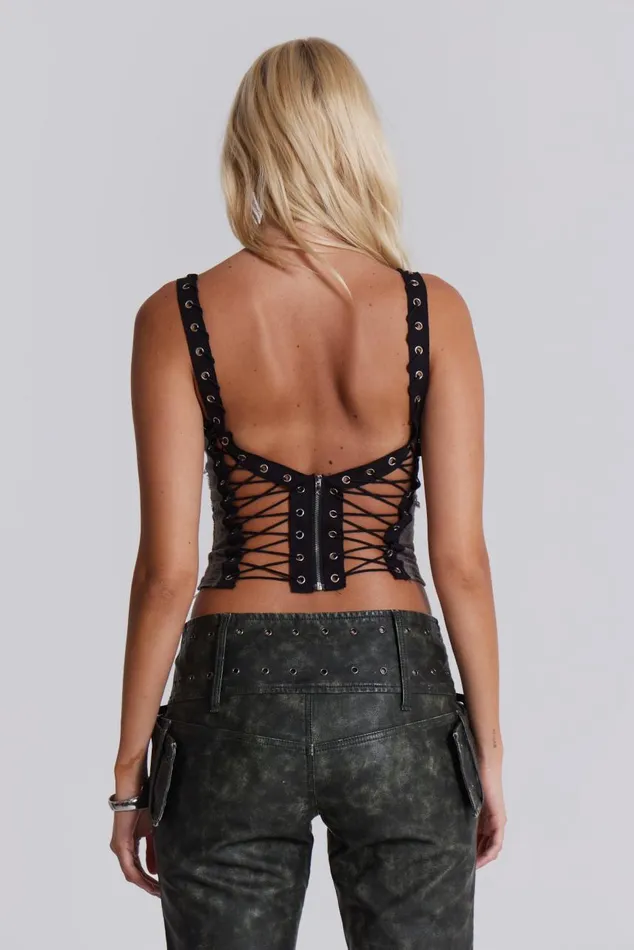 Women Laddered Knitted Lace Up Top Jaded London Crop Tops