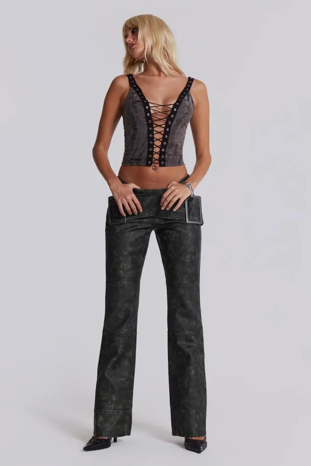 Women Laddered Knitted Lace Up Top Jaded London Crop Tops