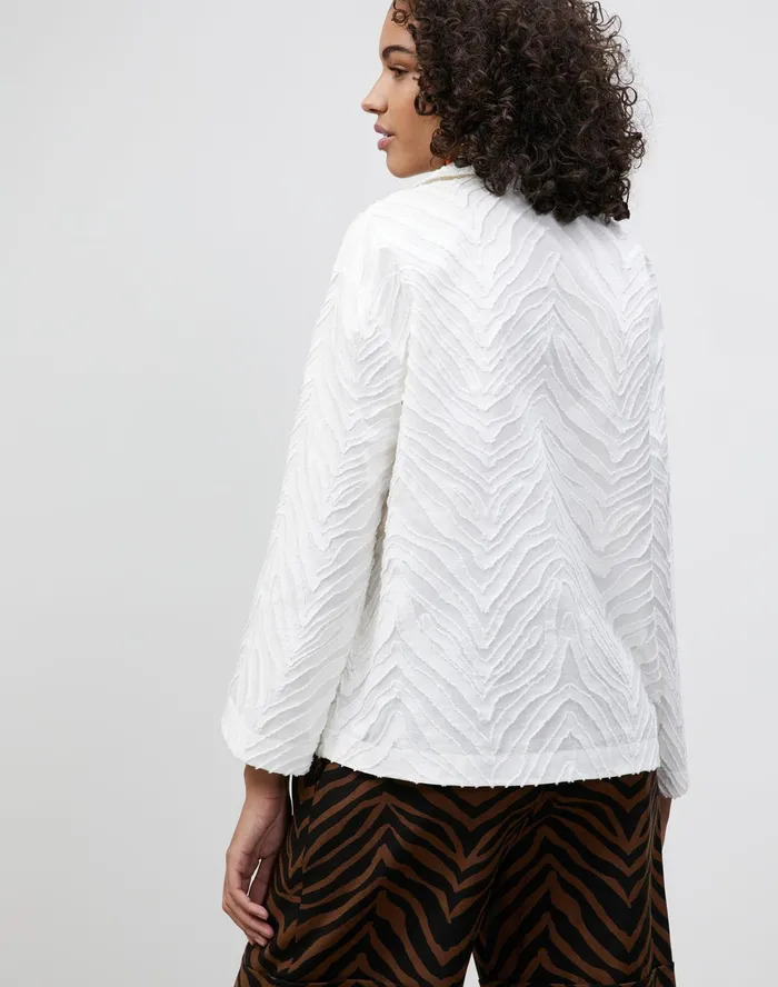Women Lafayette 148 New York Blouses and Shirts Dales Shirt In Italian Zebra Jacquard Cotton White