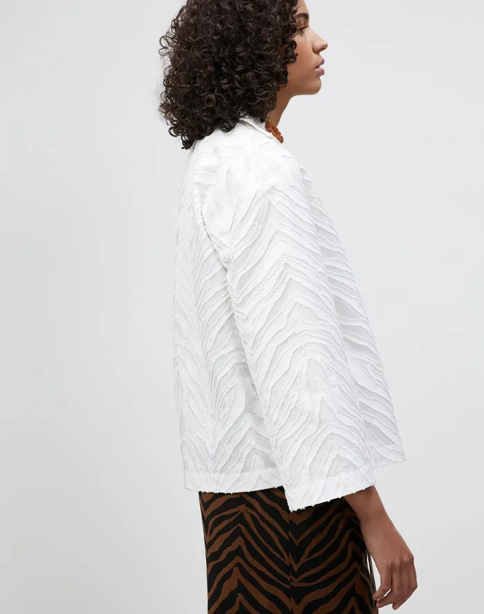 Women Lafayette 148 New York Blouses and Shirts Dales Shirt In Italian Zebra Jacquard Cotton White