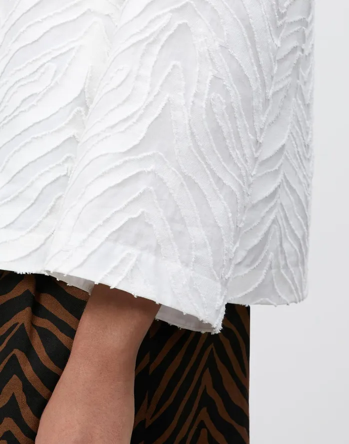 Women Lafayette 148 New York Blouses and Shirts Dales Shirt In Italian Zebra Jacquard Cotton White
