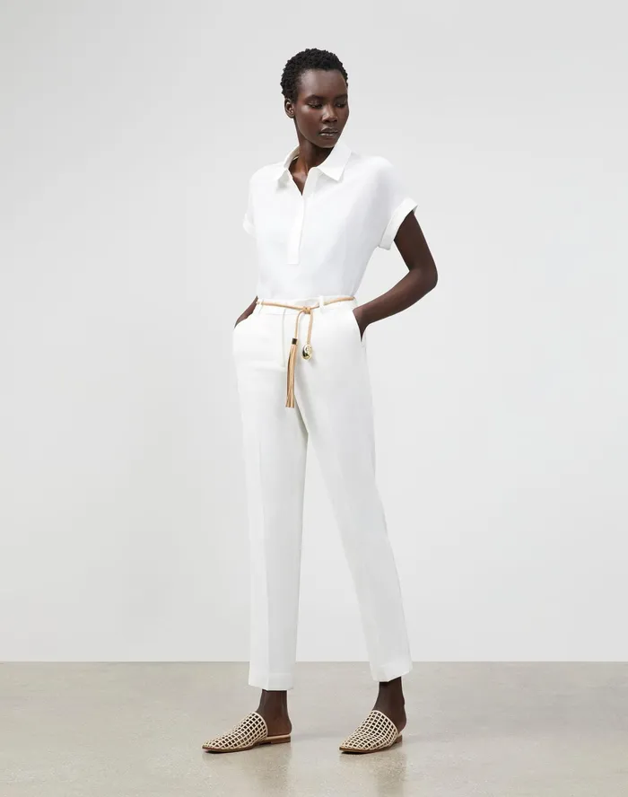 Women Lafayette 148 New York Blouses and Shirts Mavis Blouse In Lightweight Sandwashed Silk Cloud