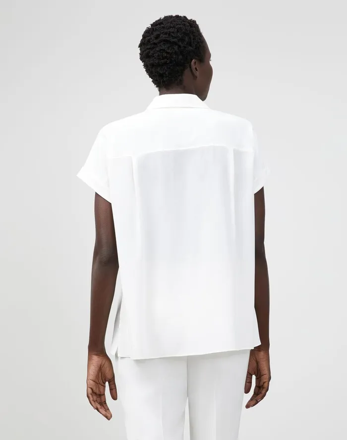 Women Lafayette 148 New York Blouses and Shirts Mavis Blouse In Lightweight Sandwashed Silk Cloud