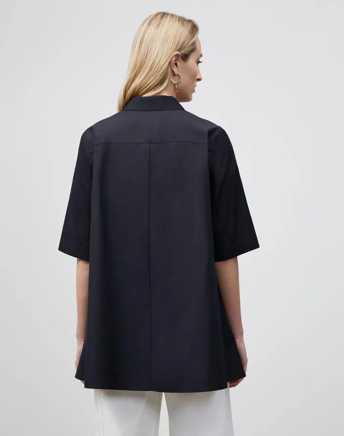 Women Lafayette 148 New York Blouses and Shirts Petite Sedwick Shirt In Italian Sculpted KindCotton Black