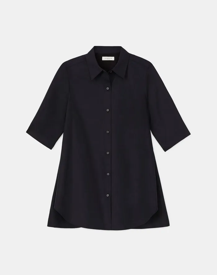 Women Lafayette 148 New York Blouses and Shirts Petite Sedwick Shirt In Italian Sculpted KindCotton Black