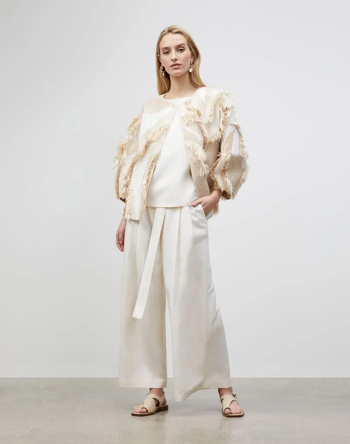Women Lafayette 148 New York Blouses and Shirts PlusSize Cait Blouse In Coastal Cloth Alabaster