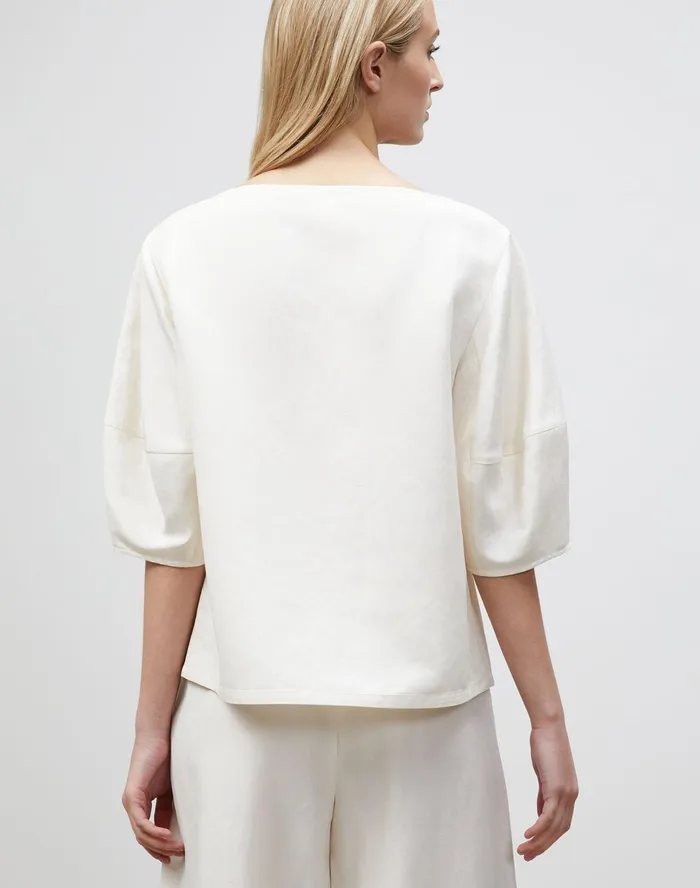 Women Lafayette 148 New York Blouses and Shirts PlusSize Cait Blouse In Coastal Cloth Alabaster